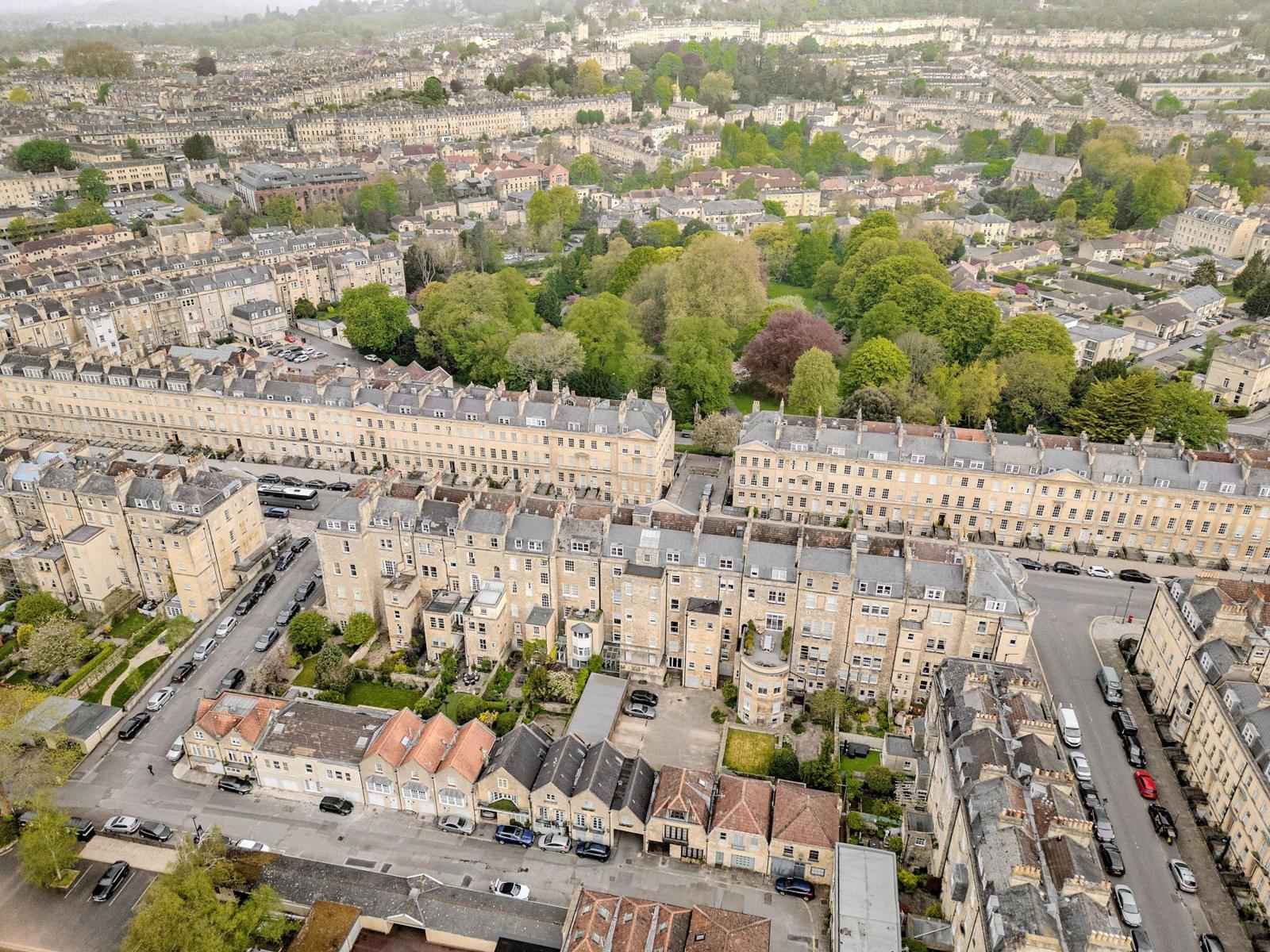Laura Place and the Bathwick terraces from above