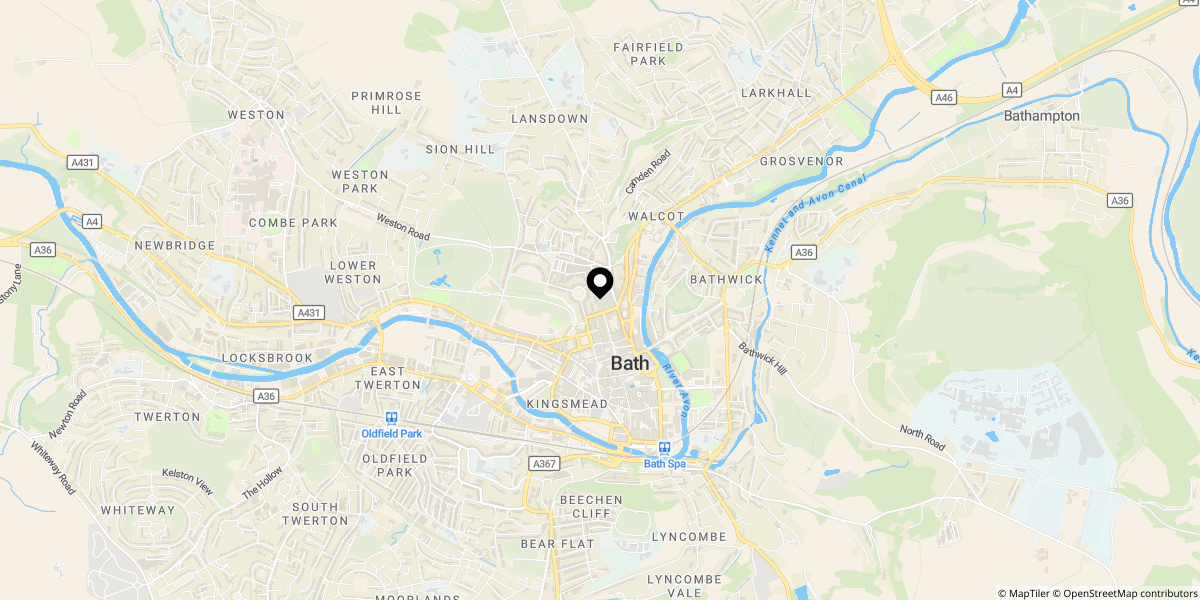 Approximate location of Basement Flat, The Circus, Bath