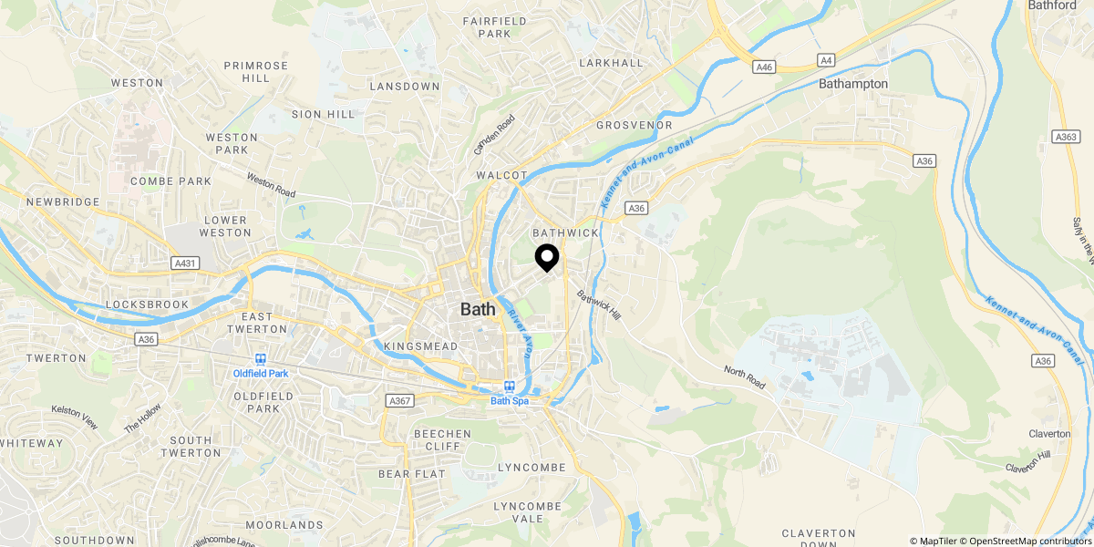 Approximate location of Sydney Place, Bath, BA2 6NE