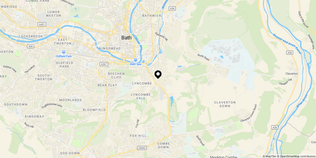 Approximate location of Widcombe Crescent, Bath, BA2